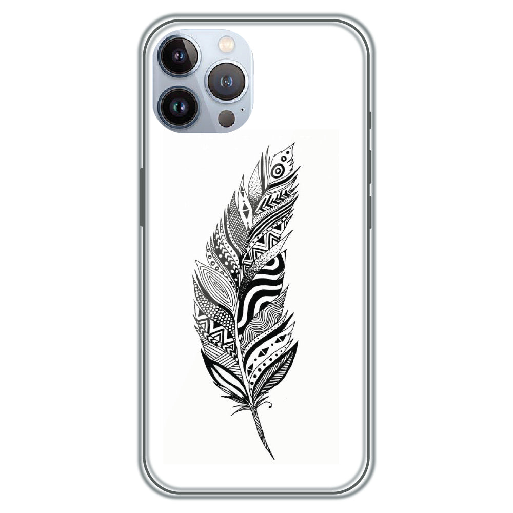 Zentangle Feather - Printed Silicone Case for Apple iPhone 12 Pro
