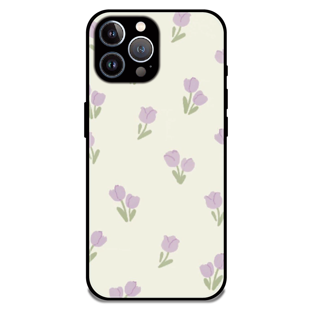 Minimal Tulip Pattern - Glossy Metal Silicone Case For Apple iPhone 12 Pro