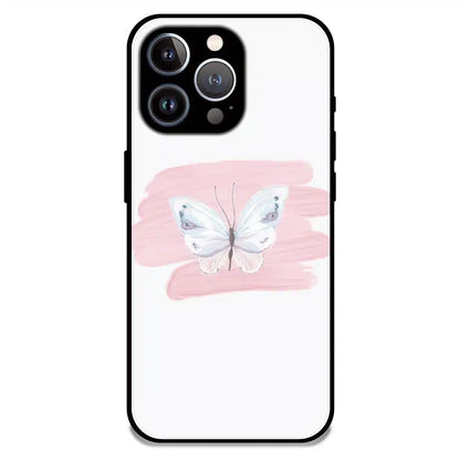 Minimal Butterfly Blush Art - Glossy Metal Silicone Case For Apple iPhone 12 Pro