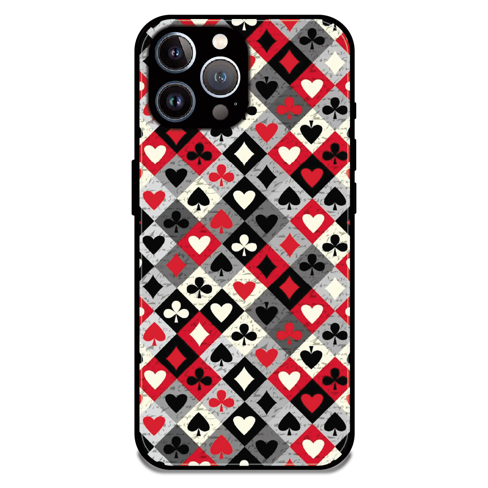 Classic Card Symbols - Glossy Metal Silicone Case For Apple iPhone 12 Pro