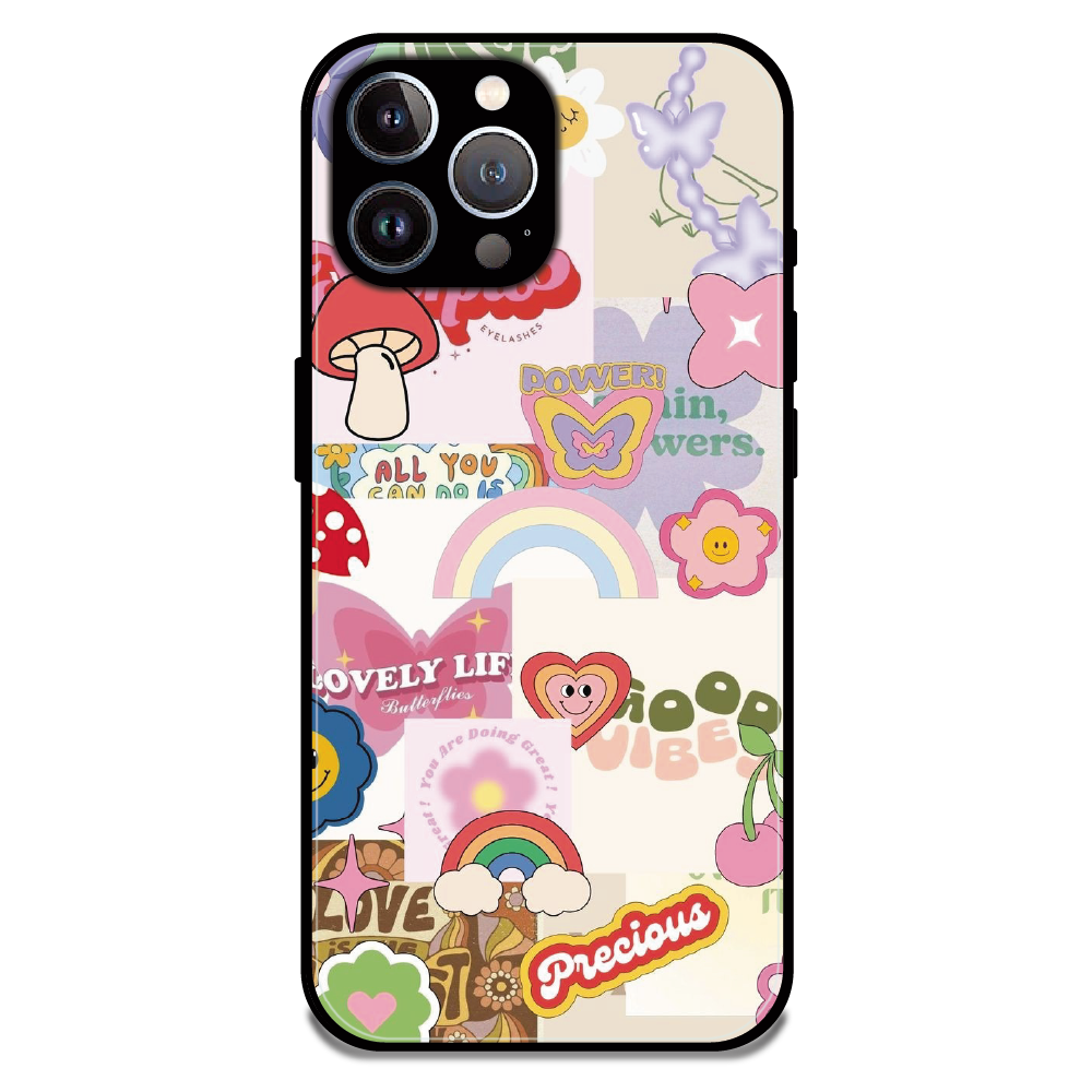 Kawaii Sticker Pop - Glossy Metal Silicone Case For Apple iPhone 12 Pro