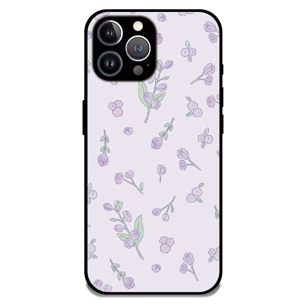 Lavender Floral Ditsy - Glossy Metal Silicone Case For Apple iPhone 12 Pro