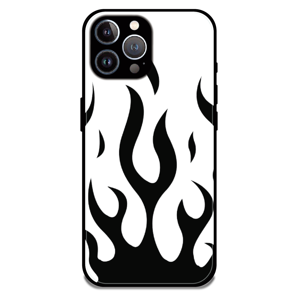 Monochrome Flame Art - Glossy Metal Silicone Case For Apple iPhone 12 Pro