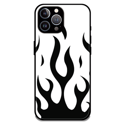 Monochrome Flame Art - Glossy Metal Silicone Case For Apple iPhone 12 Pro