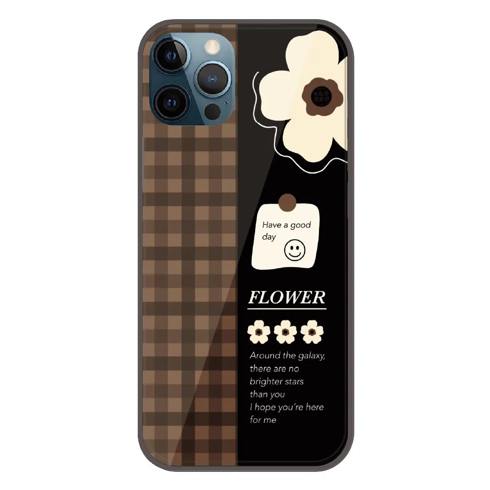 Brown Checkered Flower Quote - Printed Silicone Case For Apple iPhone 12 Pro
