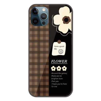 Brown Checkered Flower Quote - Printed Silicone Case For Apple iPhone 12 Pro