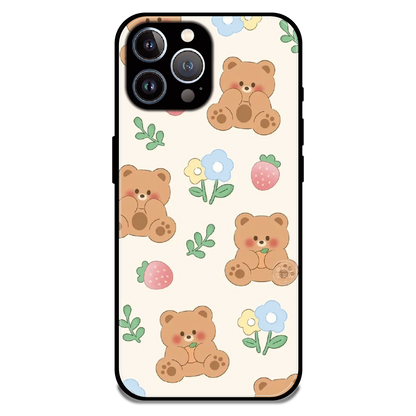 Cute Teddy Garden - Glossy Metal Silicone Case For Apple iPhone 12 Pro