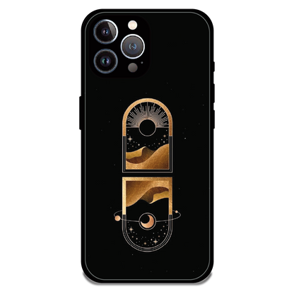 Golden Geometry - Glossy Metal Silicone Case For Apple iPhone 12 Pro