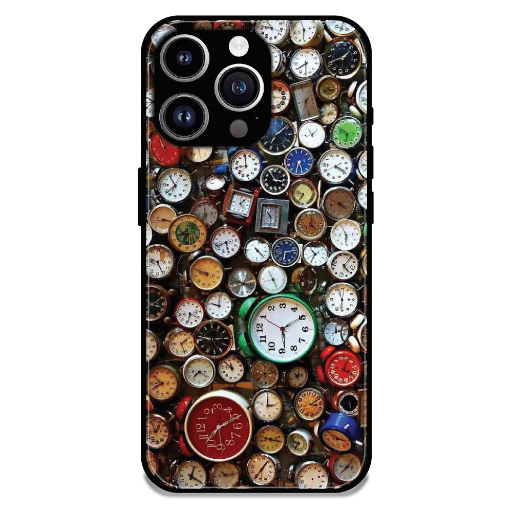 Retro Timepiece Pattern - Glossy Metal Silicone Case For Apple iPhone 12 Pro