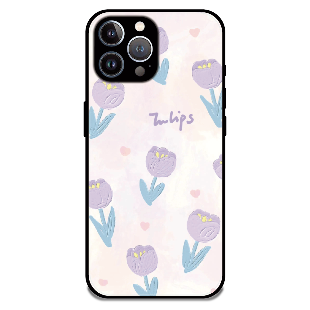Pastel Tulip Floral - Glossy Metal Silicone Case For Apple iPhone 12 Pro