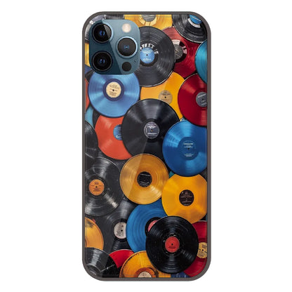 Retro Vinyl Record Pattern - Printed Silicone Case For Apple iPhone 12 Pro