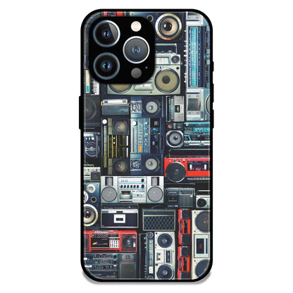 Retro Boombox Music Pattern - Glossy Metal Silicone Case For Apple iPhone 12 Pro