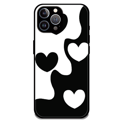 Monochrome Heart Flow - Glossy Metal Silicone Case For Apple iPhone 12 Pro