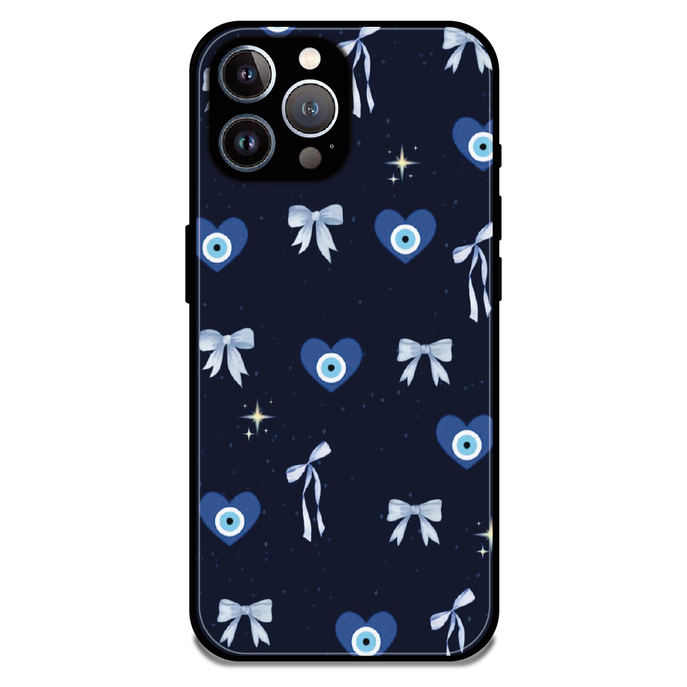 Evil Eye Bow Midnight - Glossy Metal Silicone Case For Apple iPhone 12 Pro