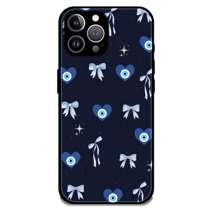 Evil Eye Bow Midnight - Glossy Metal Silicone Case For Apple iPhone 12 Pro