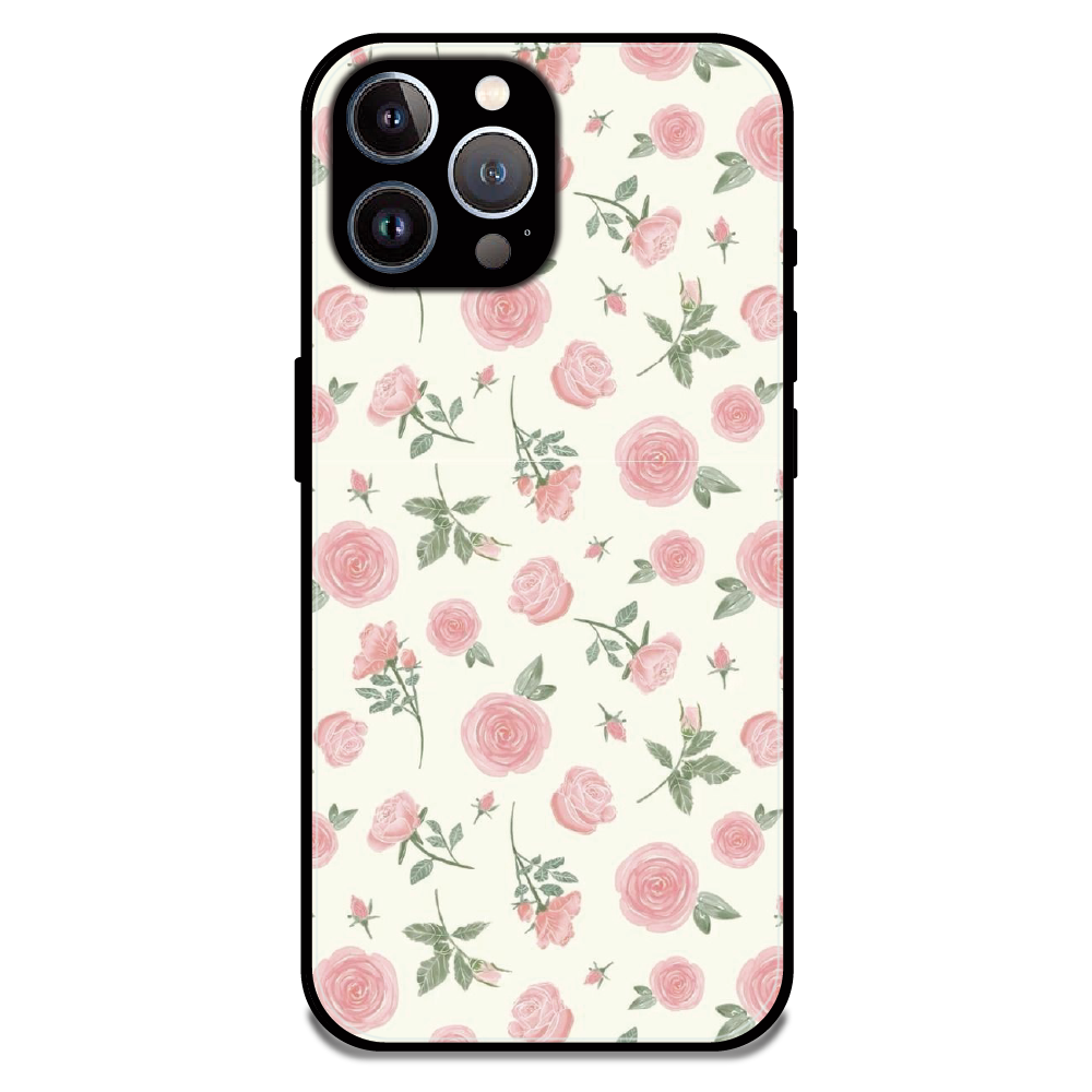 Soft Pink Rose Bloom - Glossy Metal Silicone Case For Apple iPhone 12 Pro