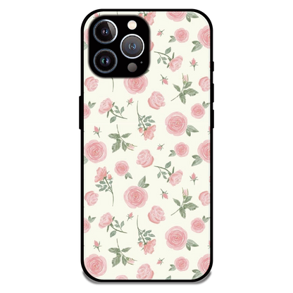 Soft Pink Rose Bloom - Glossy Metal Silicone Case For Apple iPhone 12 Pro