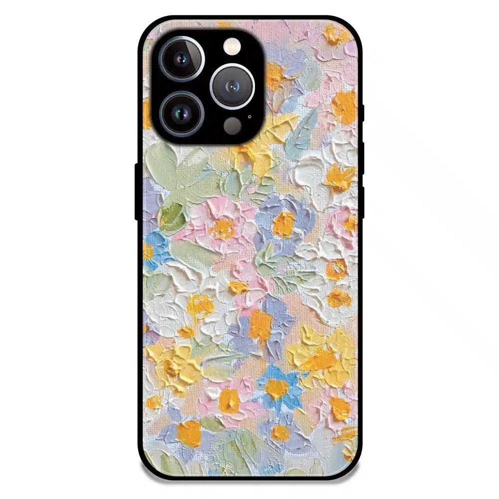 Pastel Floral Oil Paint - Glossy Metal Silicone Case For Apple iPhone 12 Pro