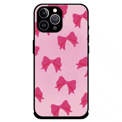 Pink Bow Aesthetic Pattern - Glossy Metal Silicone Case For Apple iPhone 12 Pro