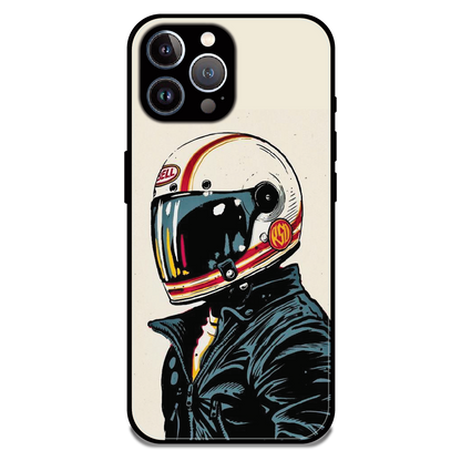 Retro Racer Helmet - Glossy Metal Silicone Case For Apple iPhone 12 Pro
