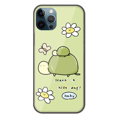 Cute Turtle & Daisy “Have a Nice Day” - Printed Silicone Case For Apple iPhone 12 Pro