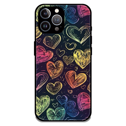 Neon Love Scribble - Glossy Metal Silicone Case For Apple iPhone 12 Pro