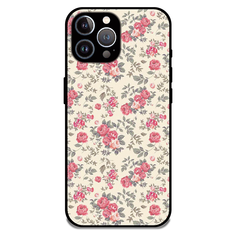Vintage Rose Meadow - Glossy Metal Silicone Case For Apple iPhone 12 Pro