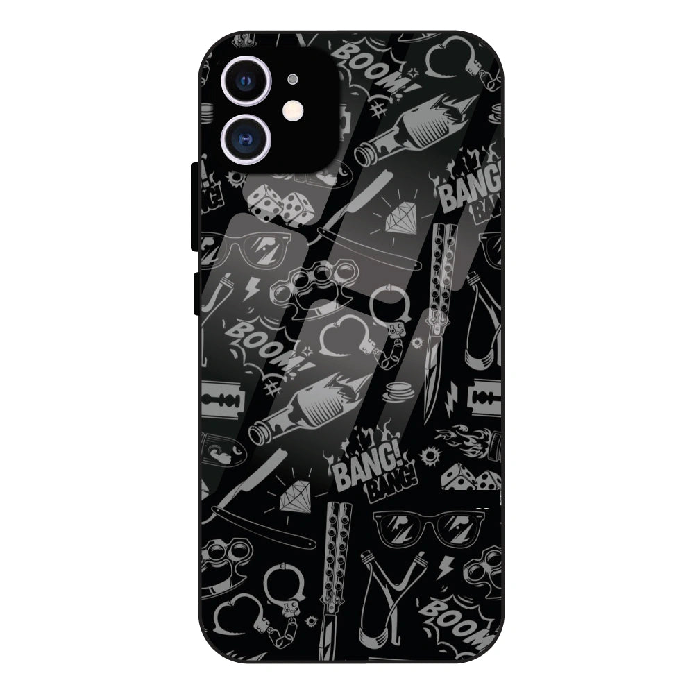 Black Graphic Street Art - Glass Case For Apple iPhone 12