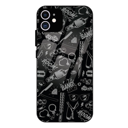 Black Graphic Street Art - Glass Case For Apple iPhone 12