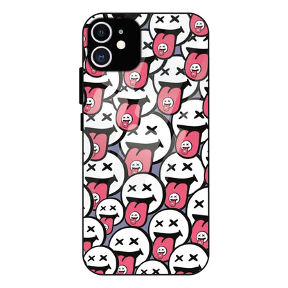 Funny Cartoon Faces - Glass Case For Apple iPhone 12