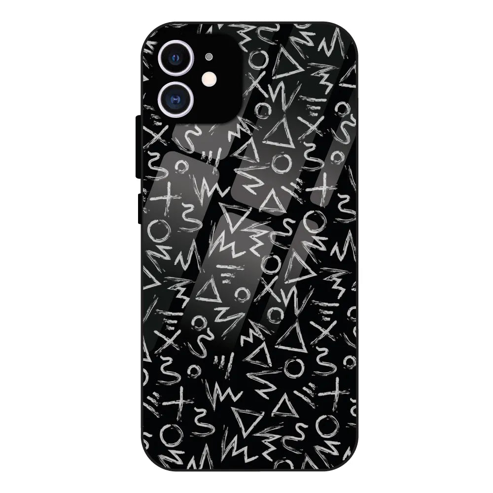 Geometric Black & White Pattern - Glass Case For Apple iPhone 12