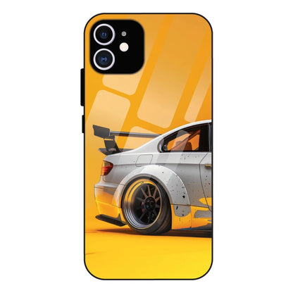 Sport Car Yellow Background - Glass Case For Apple iPhone 12