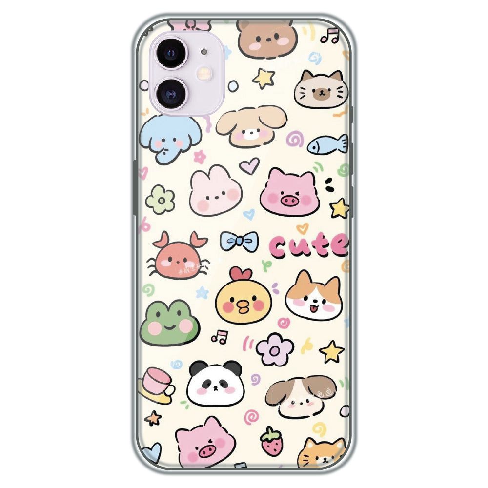 Cute Animal Friends - Printed Silicone Case for Apple iPhone 12