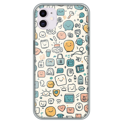 Happy Doodle Icons - Printed Silicone Case for Apple iPhone 12