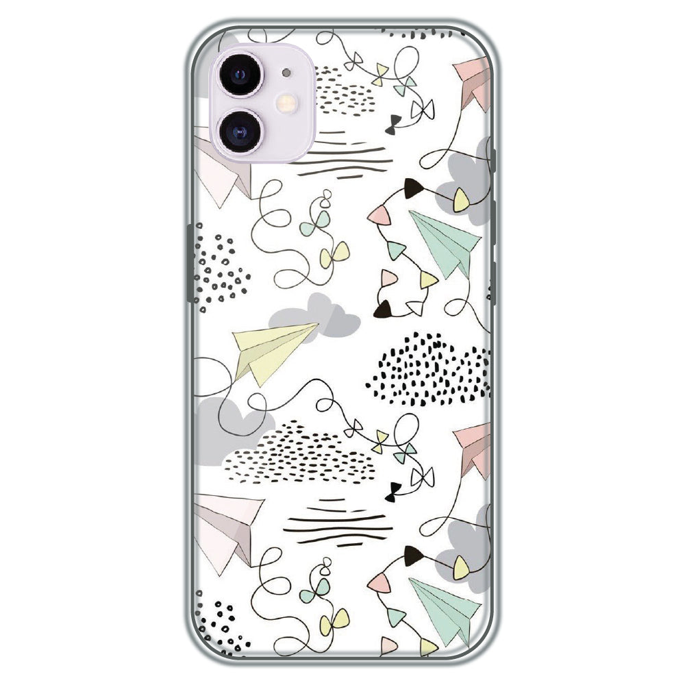 Paper Plane Doodles - Printed Silicone Case for Apple iPhone 12
