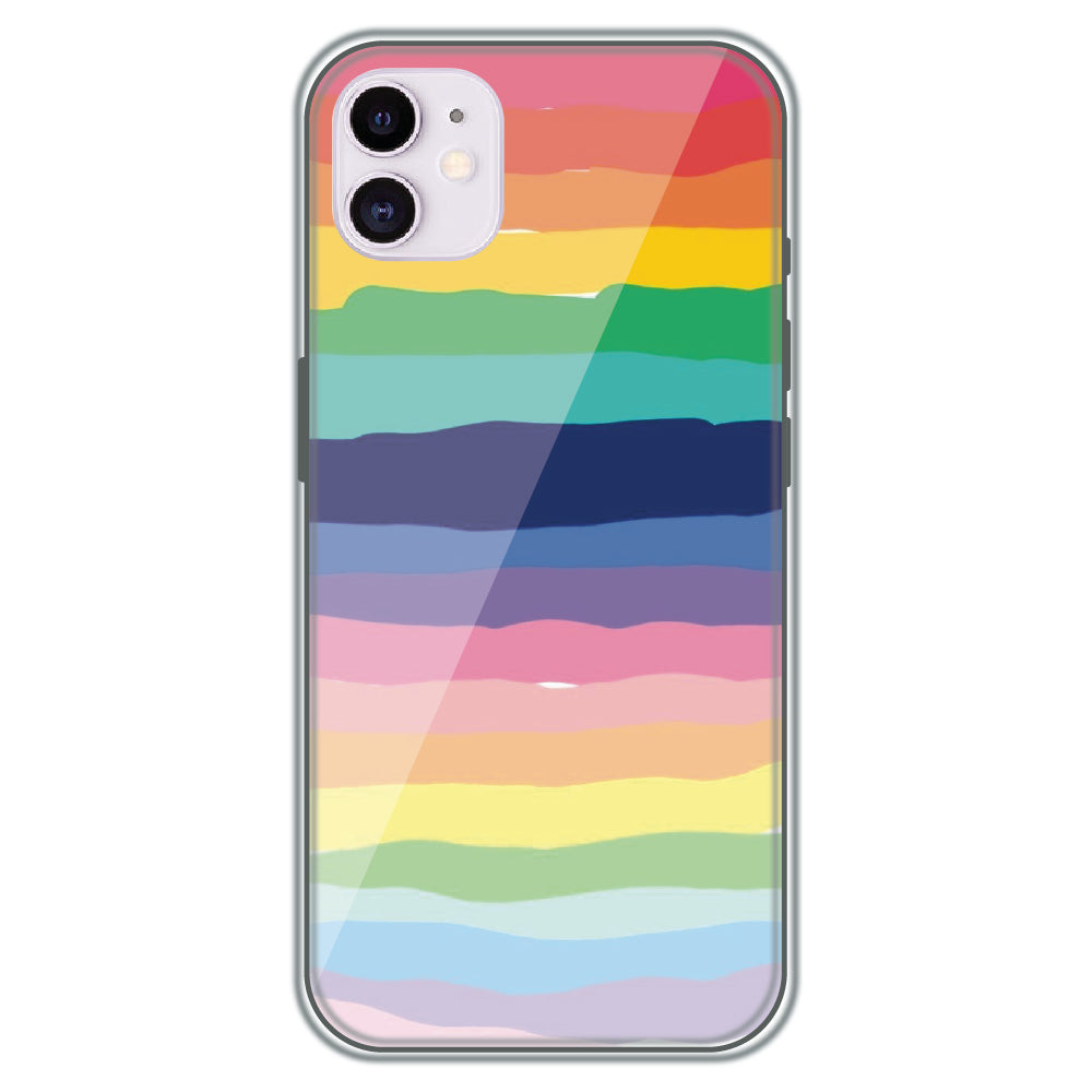 Rainbow Stripes - Printed Silicone Case for Apple iPhone 12