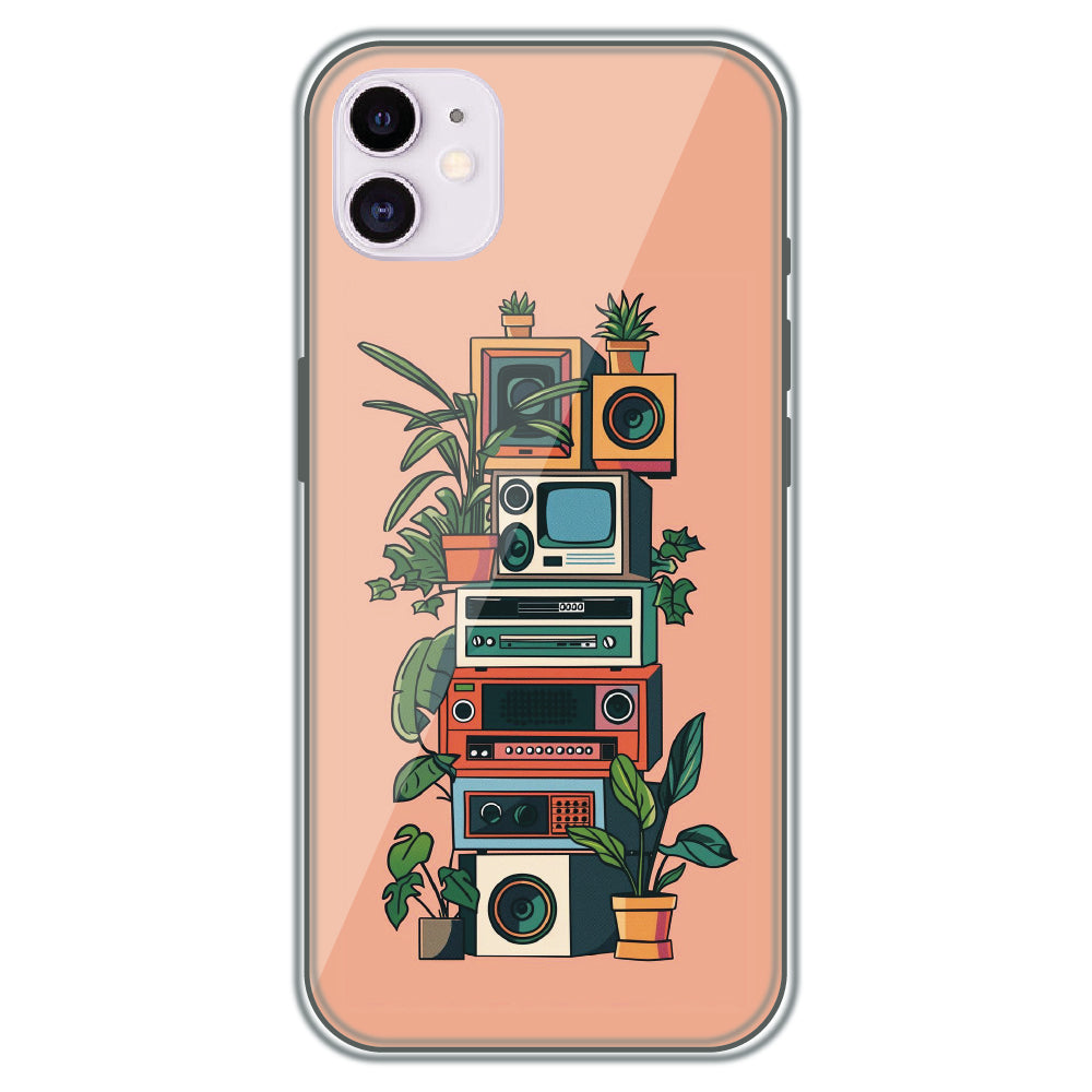 Retro Tech Garden - Printed Silicone Case for Apple iPhone 12