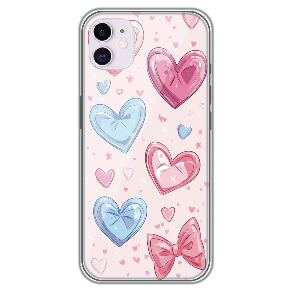 Sparkle Hearts & Bow - Printed Silicone Case for Apple iPhone 12