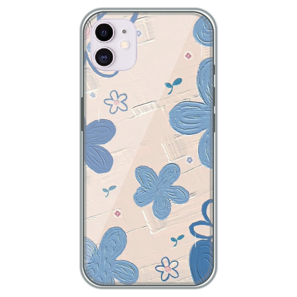 Textured Blue Blossoms - Printed Silicone Case for Apple iPhone 12