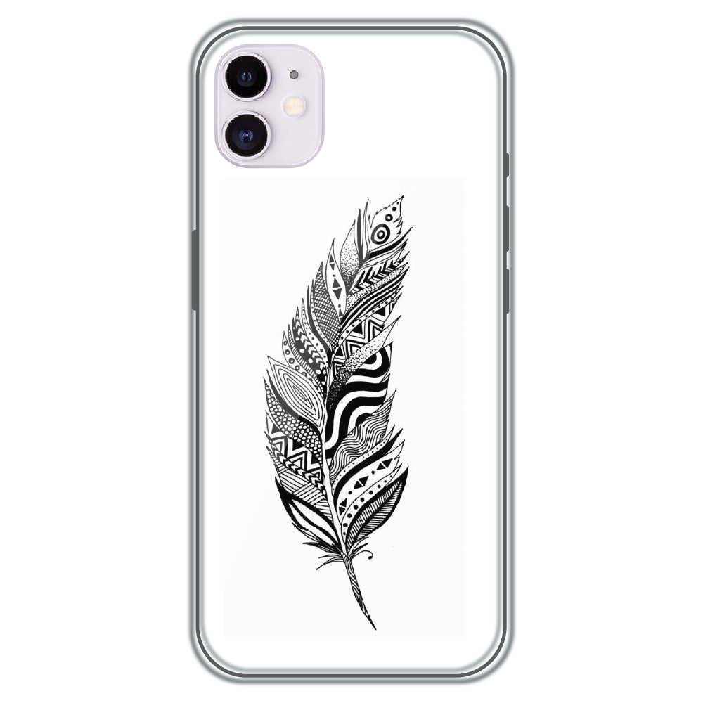 Zentangle Feather - Printed Silicone Case for Apple iPhone 12