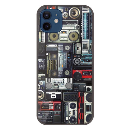 Retro Boombox Music Pattern - Printed Silicone Case For Apple iPhone 12