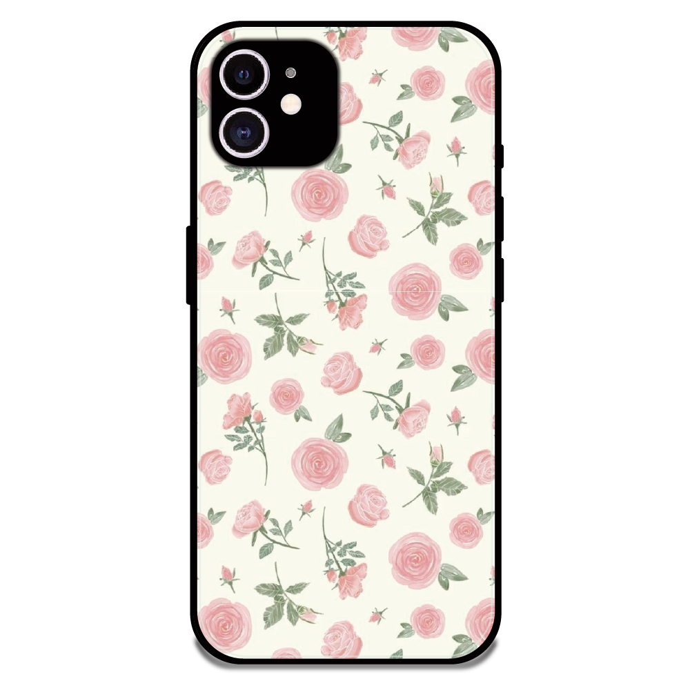 Soft Pink Rose Bloom - Glossy Metal Silicone Case For Apple iPhone 12