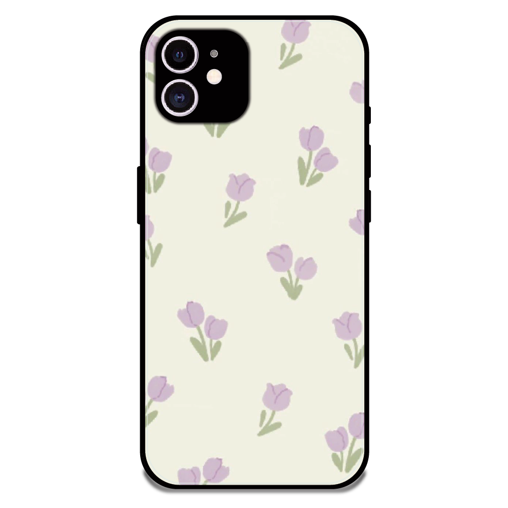 Minimal Tulip Pattern - Glossy Metal Silicone Case For Apple iPhone 12