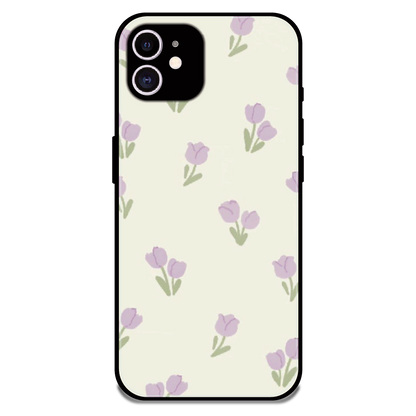 Minimal Tulip Pattern - Glossy Metal Silicone Case For Apple iPhone 12