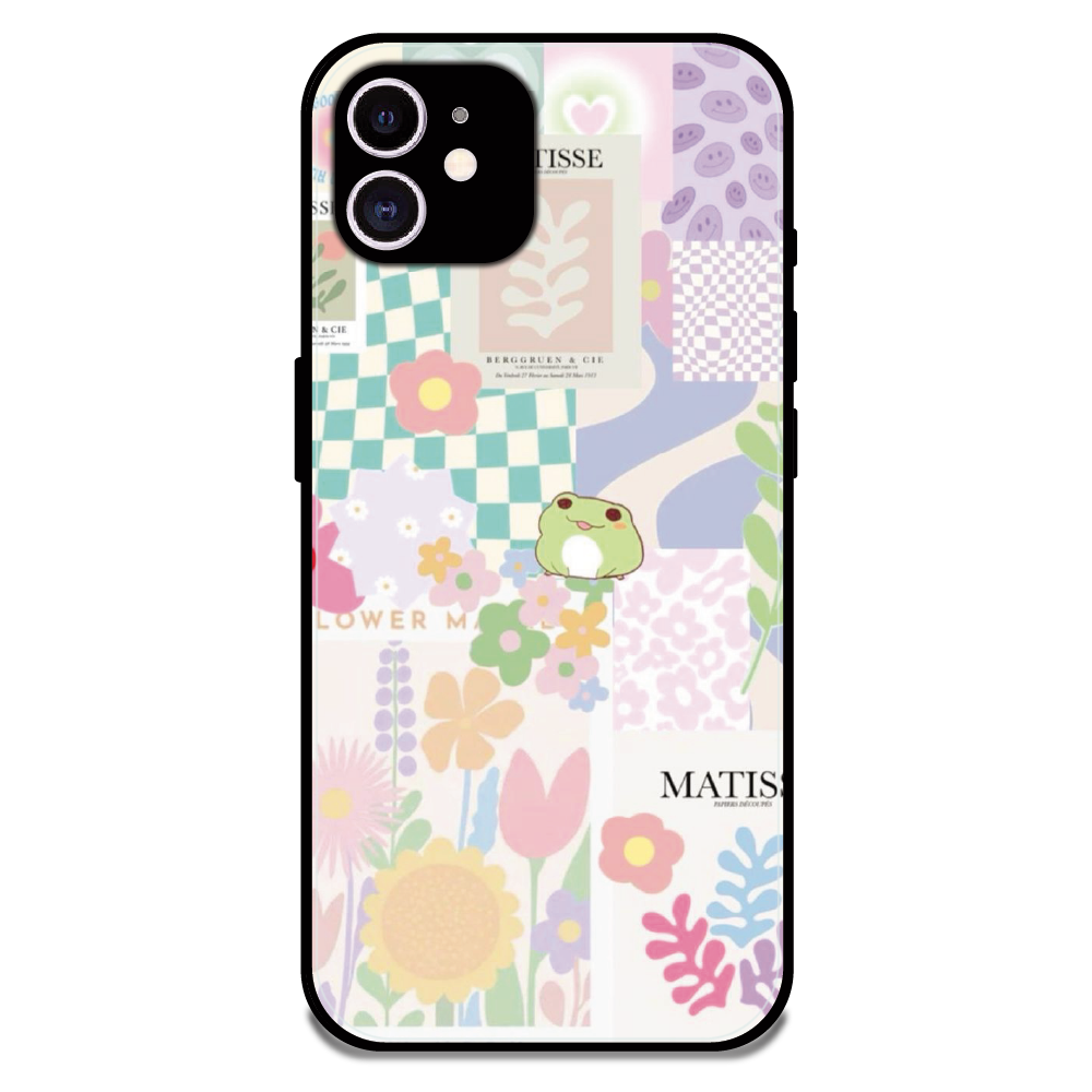 Cute Pastel Floral Collage Art - Glossy Metal Silicone Case For Apple iPhone 12