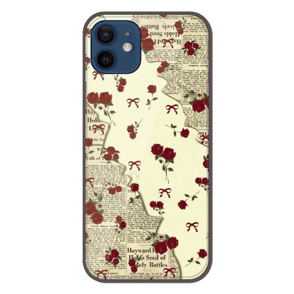 Floral Newspaper Aesthetic - Printed Silicone Case For Apple iPhone 12