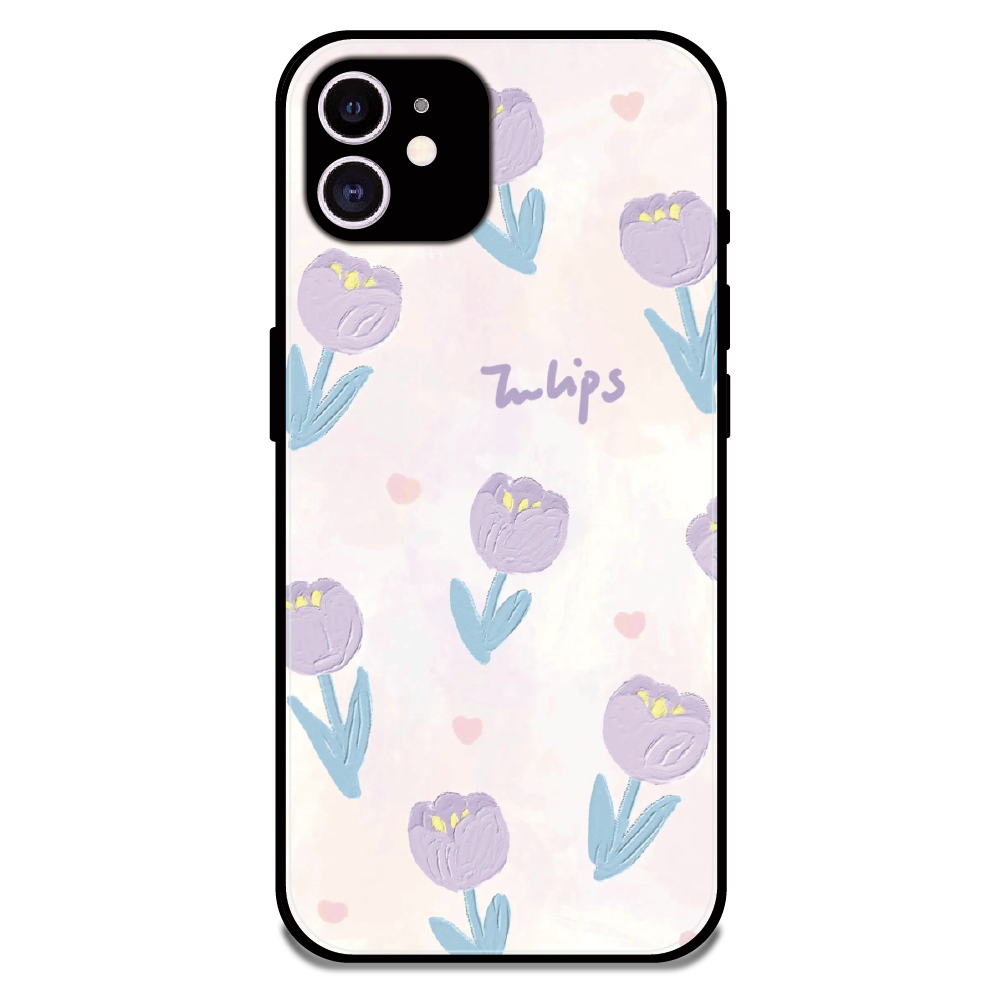 Pastel Tulip Floral - Glossy Metal Silicone Case For Apple iPhone 12