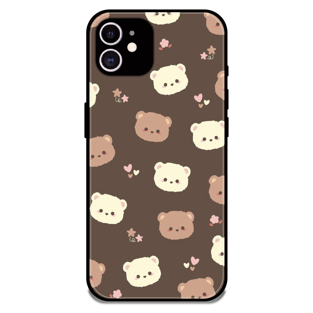 Cozy Bear Pattern - Glossy Metal Silicone Case For Apple iPhone 12