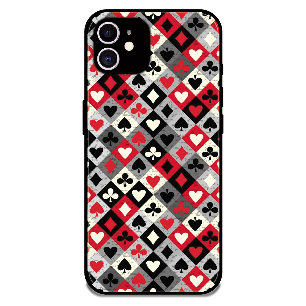 Classic Card Symbols - Glossy Metal Silicone Case For Apple iPhone 12