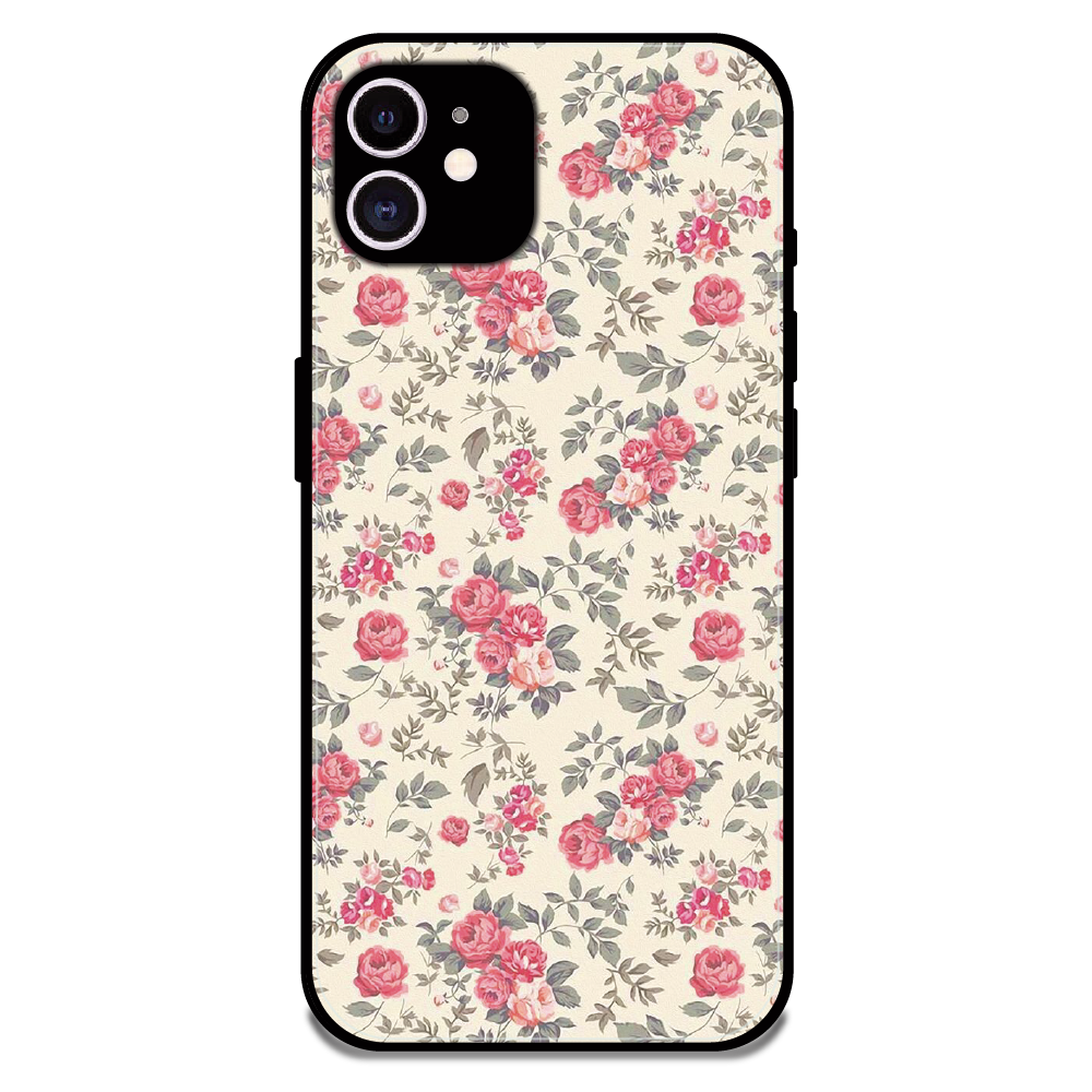 Vintage Rose Meadow - Glossy Metal Silicone Case For Apple iPhone 12